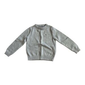 Vineyard Vines Light Gray Toddler Kids Crewneck Sweater with Navy 4T